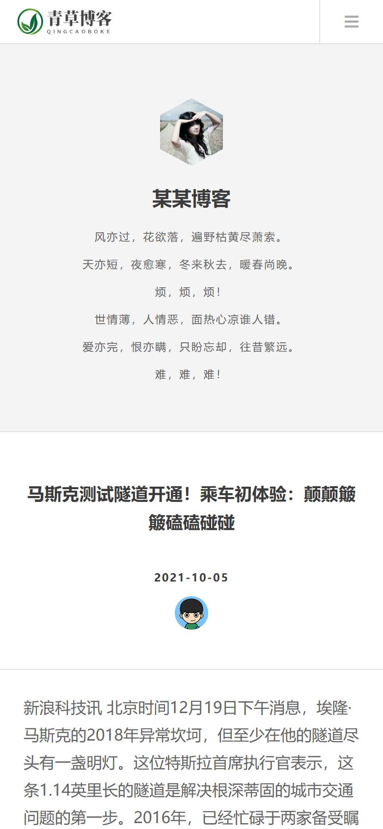 灰色简洁内容型博客网站