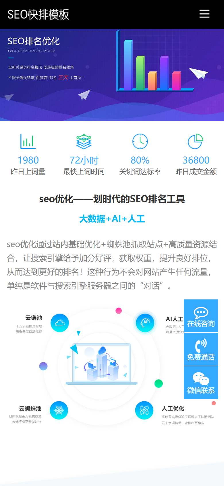 蓝色SEO快速排名系统